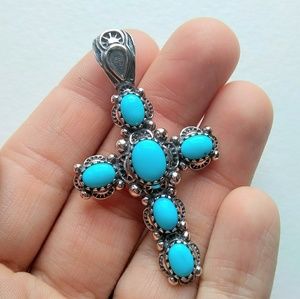 American West Turquoise Southwest Cross Pendant